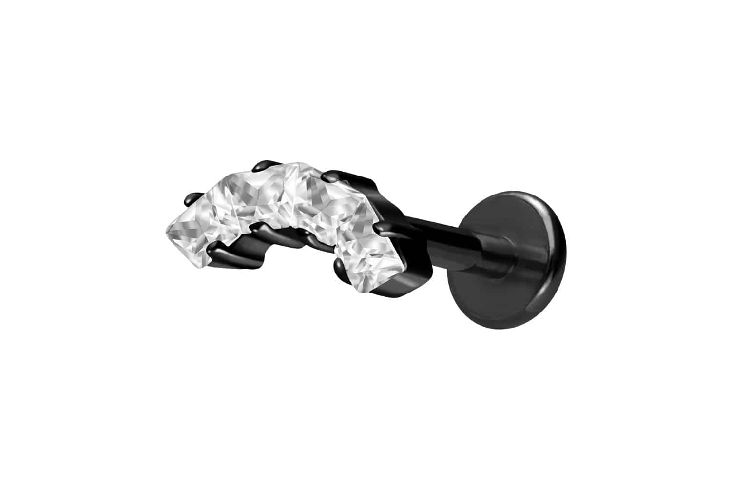 Titan Labret Piercing mit Innengewinde EINGEFASSTE KRISTALLTRAPEZE